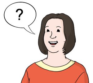 Grafik: Eine Frau stellt eine Frage.