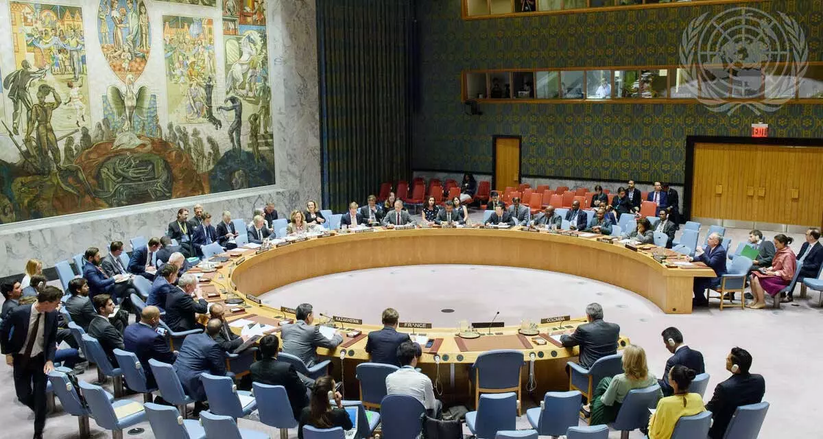 Weitblick über die Sitzung des Sicherheitsrats zur Lage in Kolumbien. 26. Juli 2018. Foto: UN Photo/Loey Felipe, 770879