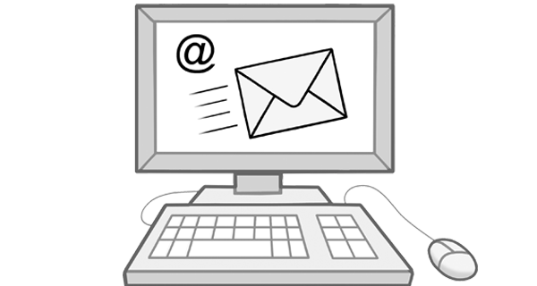 Grafik: Computer mit Mailsymbol im Bildschirm